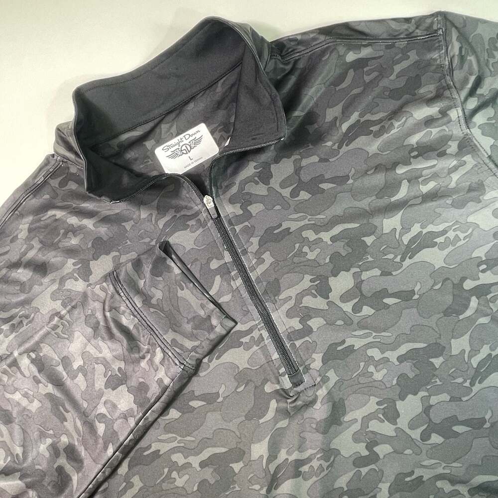 Straight Down Men's Camouflage Quarter Zip Performance Pullover Sz L
